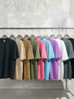 Men's Wear Heavy Washed Short Sleeve Round Neck T-shirts - Image 15