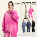 Wholesale Niche Washed Heavyweight Velvet Hooded Sweatshirt - Image 5