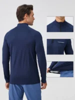 Men's Fitness Stand-Collar Sports Long-Sleeved Half-Zip Clothing - Image 2