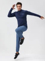 Men's Fitness Stand-Collar Sports Long-Sleeved Half-Zip Clothing - Image 4