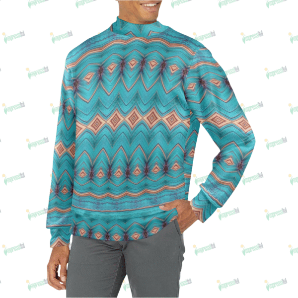 Men's All Over Print Mock Neck Sweater (Model H43)