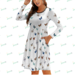 All Over Printing Round Neck Baggy Dress