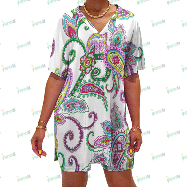 V-neck bat sleeve two piece set