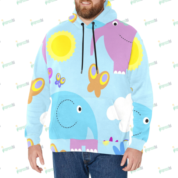 Men's Long Sleeve Fleece Hoodie (H55)