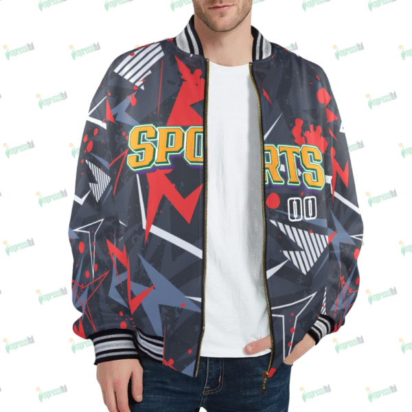 New Men's Striped Trim Bomber Jacket
