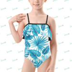 Kids' Spaghetti Strap Ruffle Swimsuit (S26)