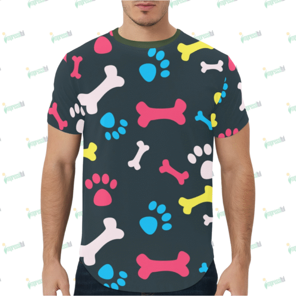 Men's All Over Print Curved Hem T-Shirt (T76)