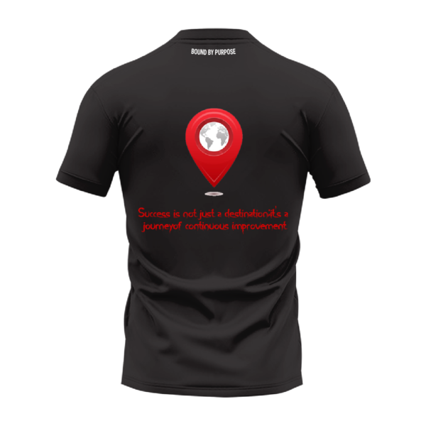 Black Round Neck T-Shirt - "Success Is Not Just a Destination, It’s a Journey of Continuous Improvement" Bold Text