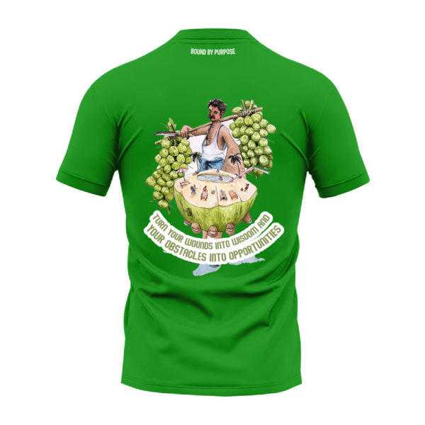 Green Round Neck T-Shirt - "Words to Wisdom, Obstacles to Opportunities"