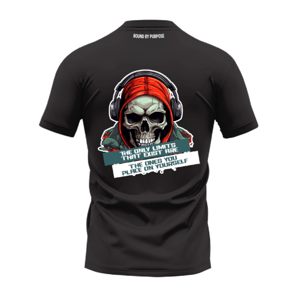 Black Round Neck T-Shirt - "The Only Limits That Exist Are the Ones You Place on Yourself" Bold Text