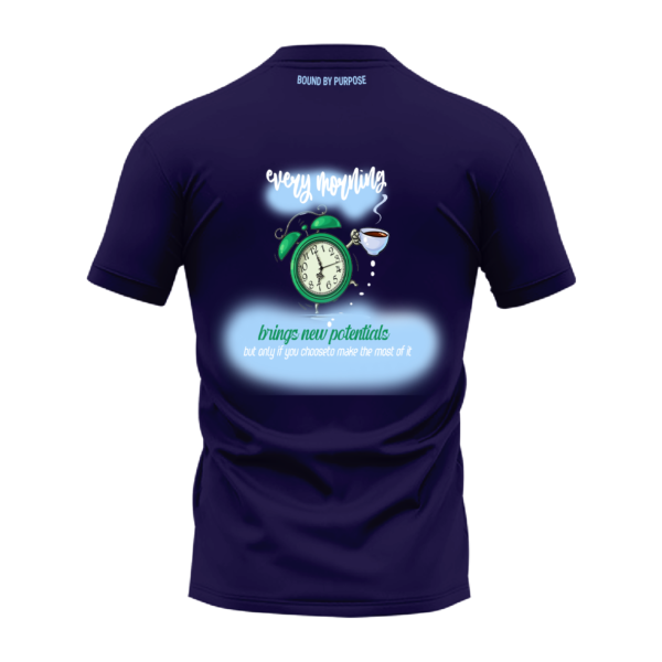 Dark Blue Round Neck T-Shirt - "Every Morning Brings New Potentials"