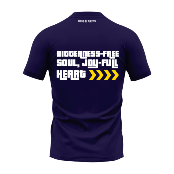 Dark Blue Round Neck T-Shirt - "Bitterness Free Soul, Joyful Heart"