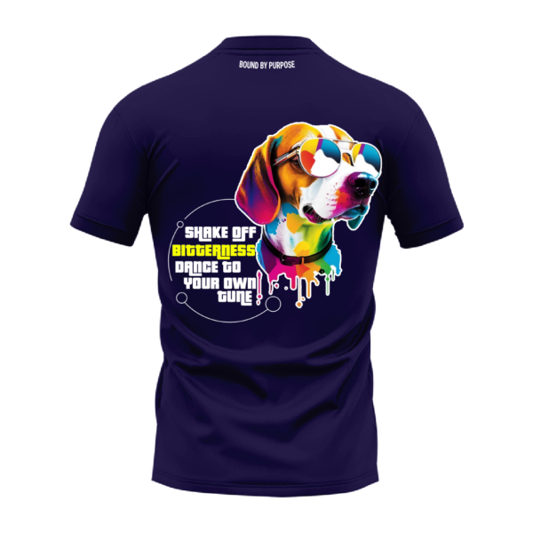 Dark Blue Round Neck T-Shirt - "Shake Off Bitterness, Dance to Your Own Tune"