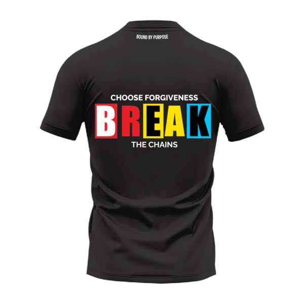 Black Round Neck T-Shirt - "Choose Forgiveness, Break the Chains" Bold Text