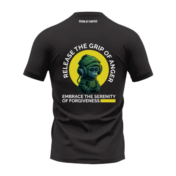 Black Round Neck T-Shirt - "Release the Grip of Anger" Bold Text