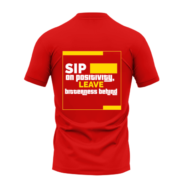 Red Round Neck T-Shirt - "On Positivity, Leave Bitterness Behind"