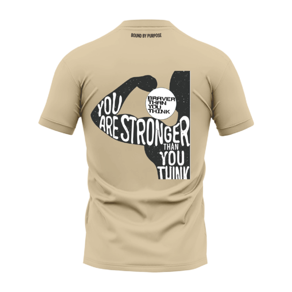 Light Cream Round Neck T-Shirt - "Stronger and Braver Than You Think"