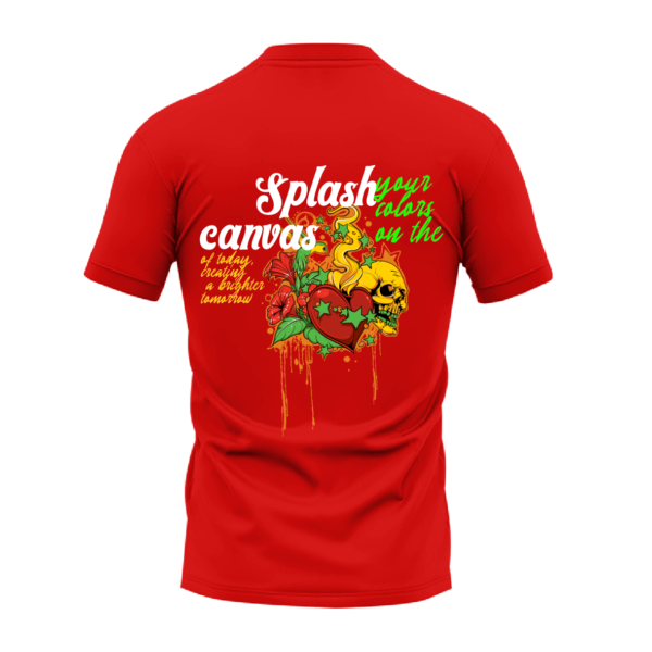 "Splash Your Colors" Inspirational Red Round Neck T-Shirt