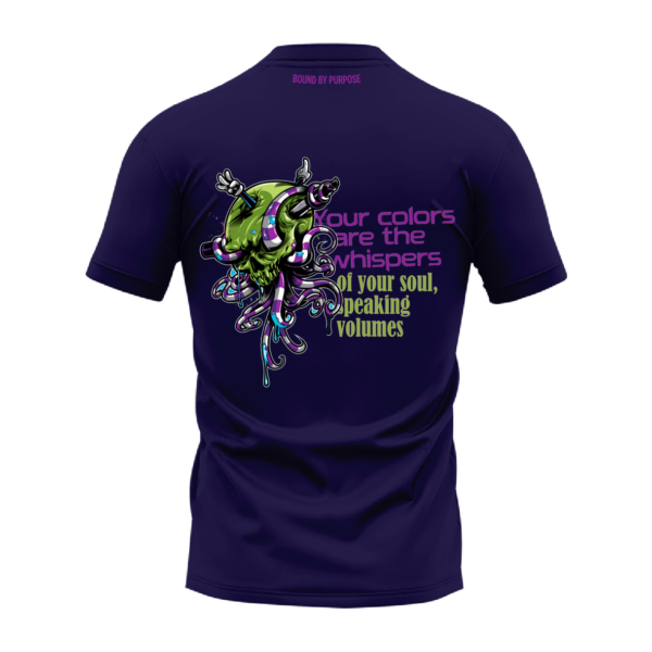 "Whispers of Your Soul" Bold Quote Blue Round Neck T-shirt