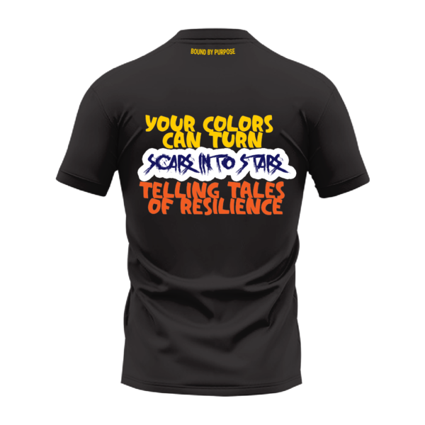 Resilience in Colors – "Your Colors Can Turn Scare into Stars" Black Round Neck T-Shirt