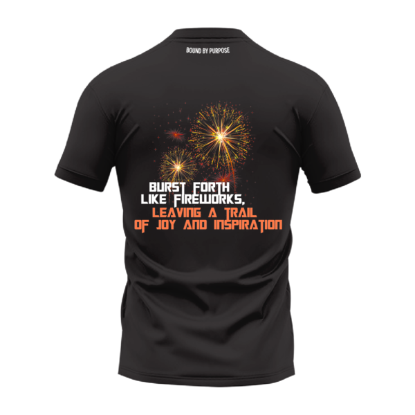 Fireworks of Joy – "Burst Forth Like Fireworks" Black Round Neck T-Shirt
