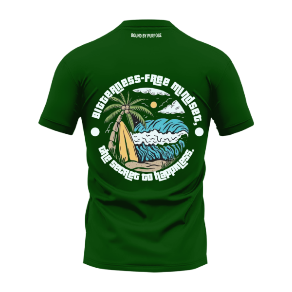 "Bitterness Free Mindset" Green Round Neck T-shirt