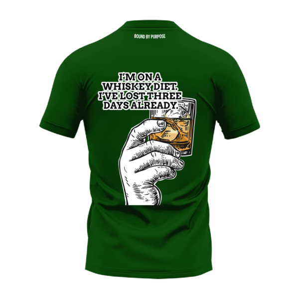 "Whiskey Diet" Green Round Neck T-shirt