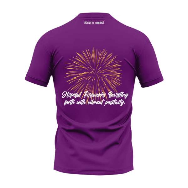 Purple "Hopeful Fireworks" Round Neck T-Shirt