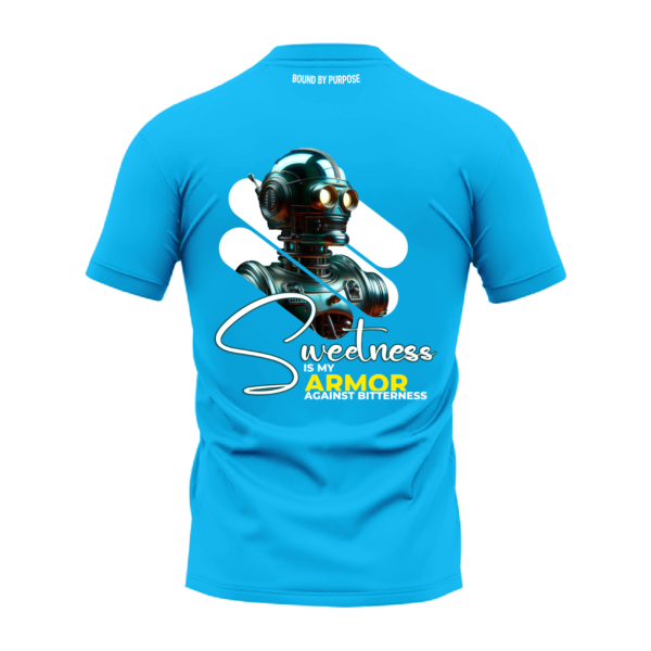"Sweetness Is Armor Against Bitterness" Blue Round Neck T-shirt