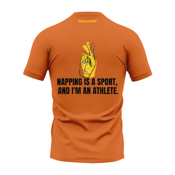 Orange "Napping is a Sport" Round Neck T-Shirt for Men & Women