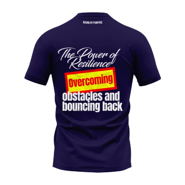 "The Power of Overcoming Obstacles" Blue Round Neck T-Shirt