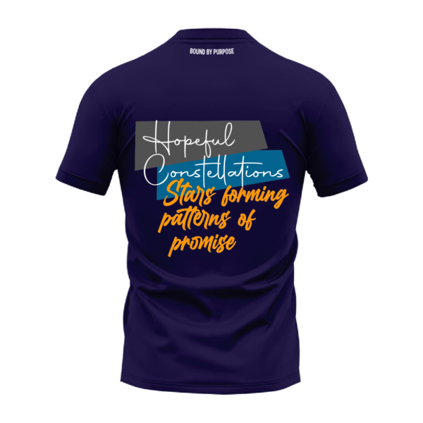 Hopeful Constellations Bold Graphic Blue Round Neck T-Shirt