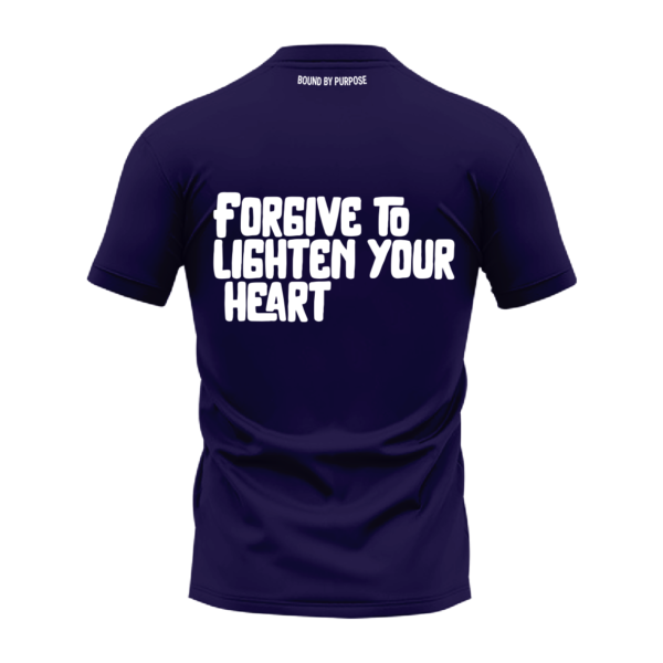 Blue "FORGIVE TO LIGHTEN YOUR HEART" Bold Print Round Neck T-shirt