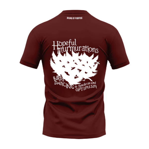 Hopeful Murmuration's: Synchronized Birds Dance Brown Round Neck T-shirt