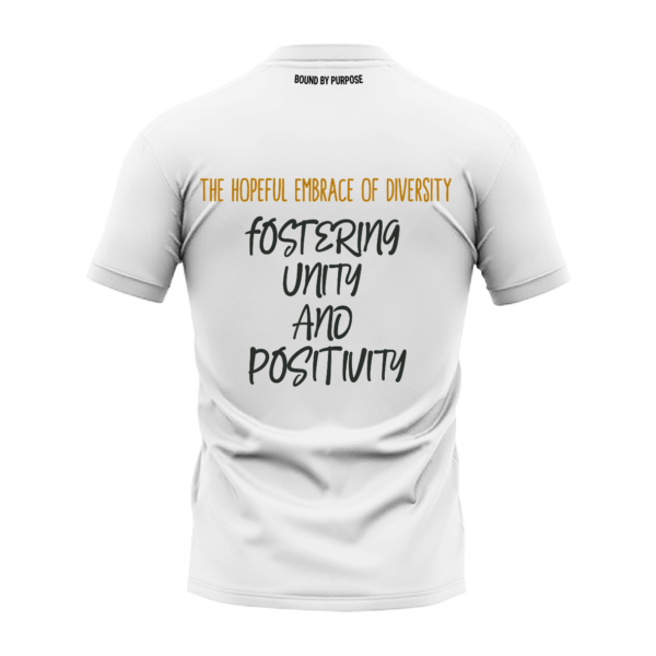 "Hopeful Embrace" White Round Neck T-shirt