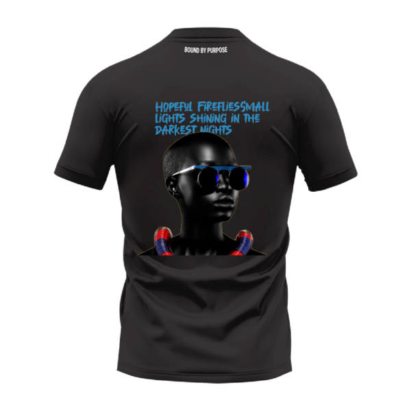 "Hopeful Fireflies" Inspirational Black Round Neck T-shirt