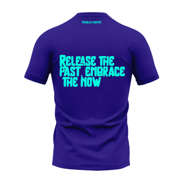 "Release and Embrace" Inspirational Blue Round Neck T-shirt