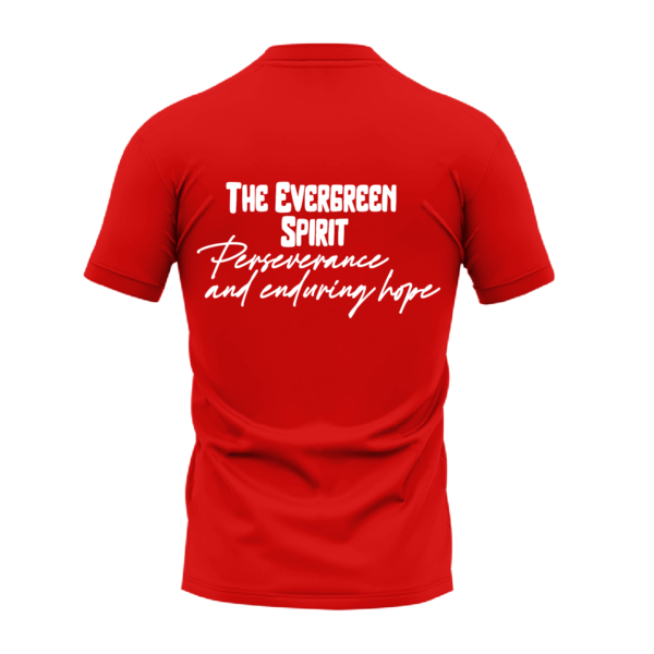 "The Evergreen Spirit" Red Round Neck T-shirt