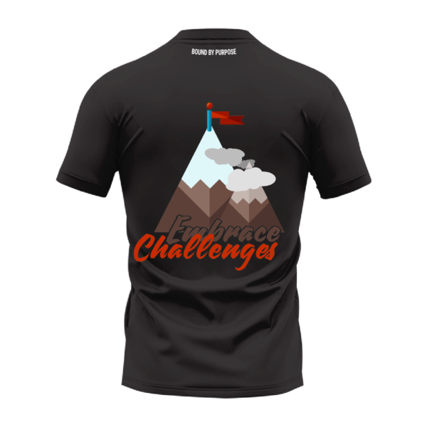 Embrace Challenges Black Round Neck T-Shirt