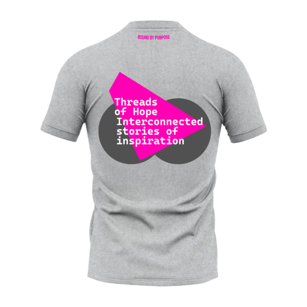Men's Grey Round Neck T-Shirt – "Threads of Hope: Interconnected Stories of Inspiration" Bold Print
