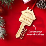 Personalized First Christmas in Our New Home Ornament Wooden Key Christmas Decoration Gift for Couples - Image 3