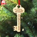 Personalized New Home Christmas Ornament Wooden Key Decoration for Housewarming Gift - Image 2