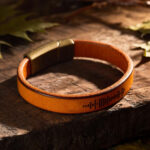 Custom Engraved Music Code PU Leather Bracelet with Strong Magnetic Clasp - Image 2
