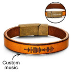 Custom Engraved Music Code PU Leather Bracelet with Strong Magnetic Clasp - Image 4