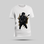 Emo Boy Electric Guitar Graphic T-Shirt - Bold Print, White Round Neck