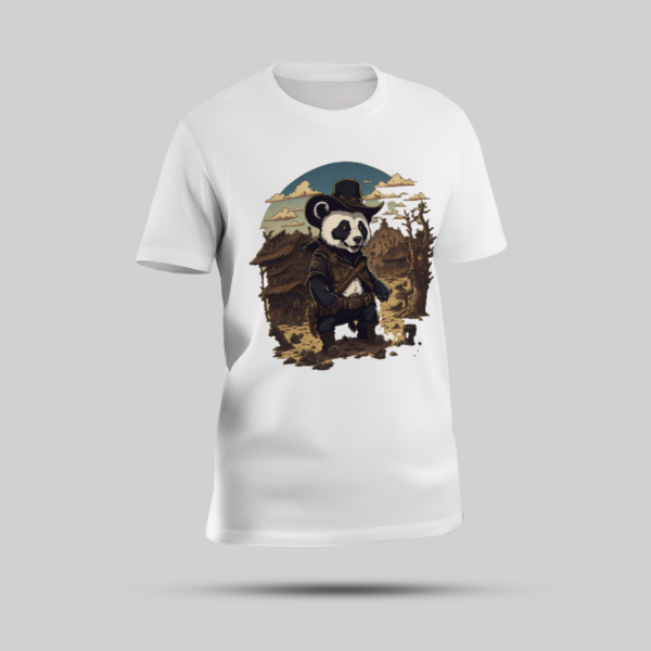 Bold Panda Cowboy Graphic White Round Neck T-Shirt