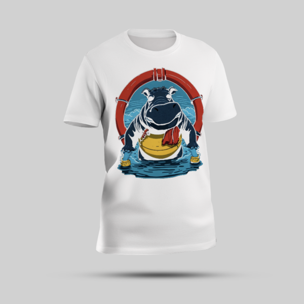 "Multicolo"Multicolour Hippo Graphic White Round Neck T-Shirt"ur Hippo Graphic White Round Neck T-Shirt""Multicolour Hippo Graphic White Round Neck T-Shirt"