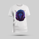 Bold Blue Cybernetic Line Head T-Shirt with Sunglasses (White)