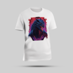 Sky Blue Round Neck T-shirt with Bold "Big Blue Dragon Head" Print