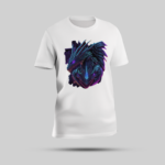 Sky Blue Round Neck T-shirt with Bold Blue Dragon & Purple Eye Print